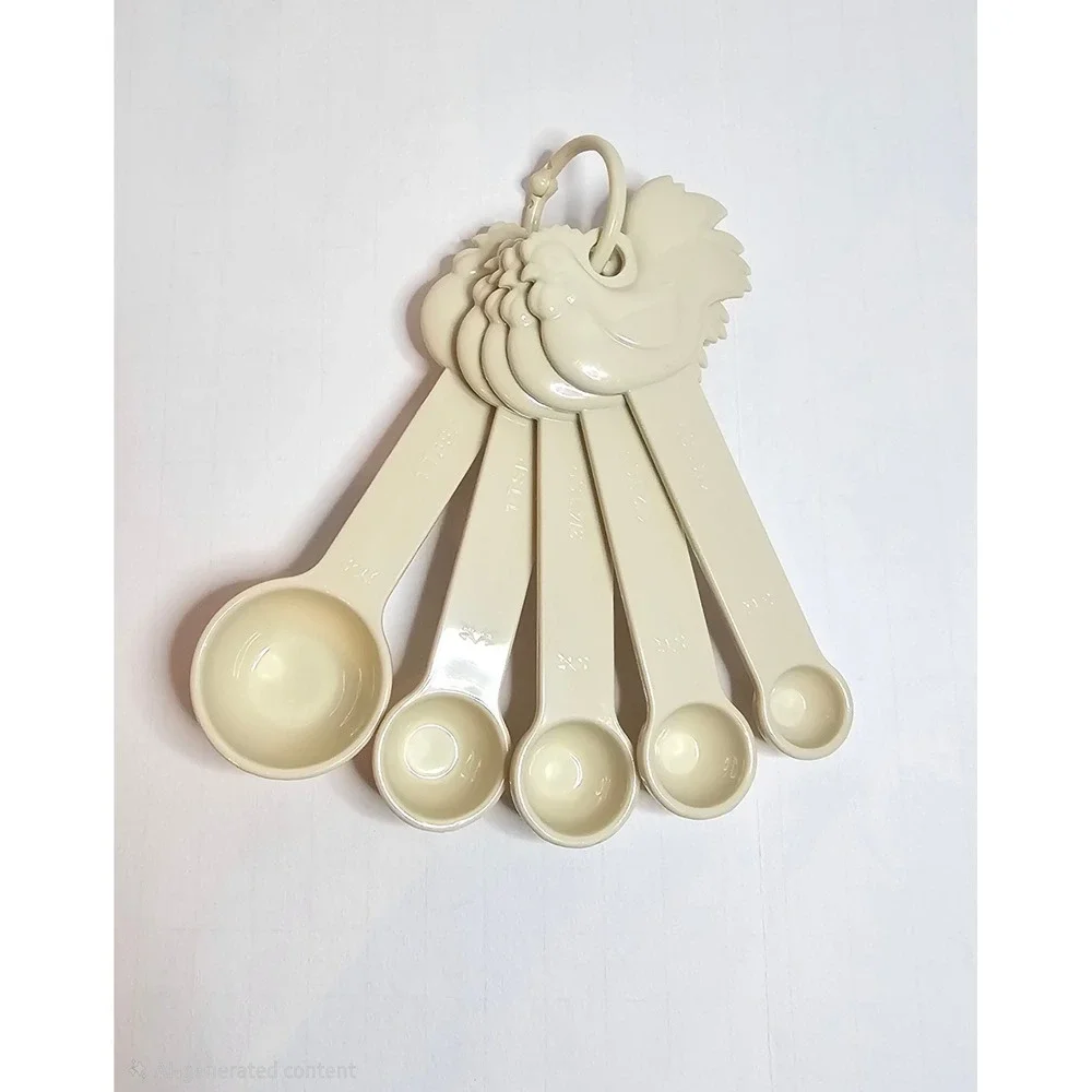 Vintage Paula Deen Cream Color‎ Rooster Measuring Cups & Spoons Set 9pc  Plastic